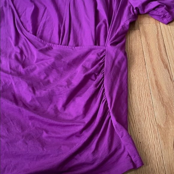 Lands' End Top Womens 3X Purple Wrap Front Short Sleeve Active Workout Lounge - Picture 3 of 9